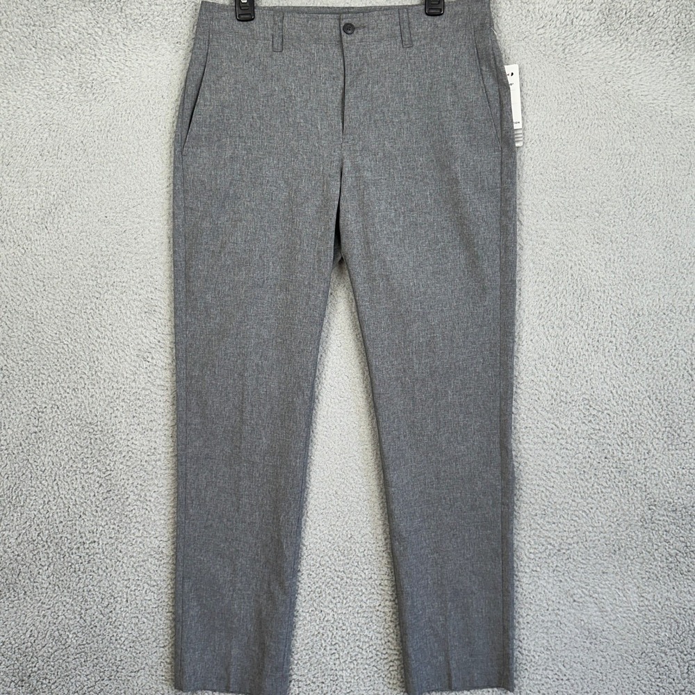 NEW Grand Slam Pants Mens 32X32 Grey Chino Performance Golf Flat Front Stretch